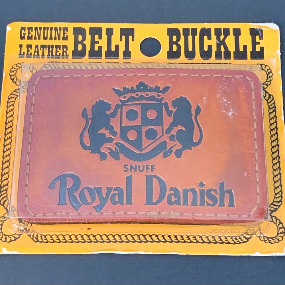 Vintage Royal Danish Snuff Leather Belt Buckle Original Packaging Too Cool!
